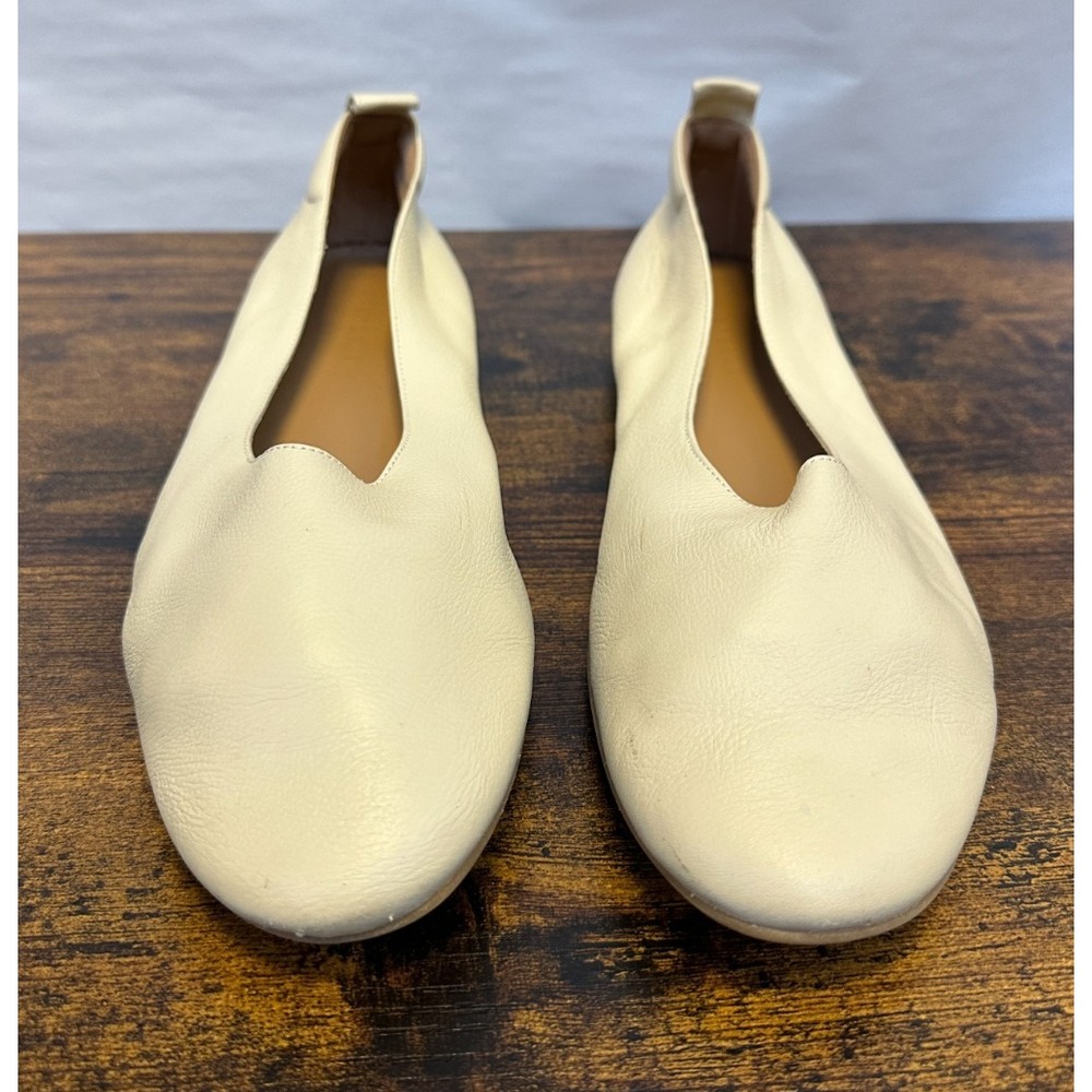 Everlane The Day Glove Leather Ballet Flats Canvas Ivory Size 10 Made in Italy - Picture 3 of 11